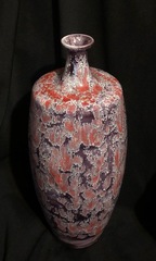 Tall Wiliam and Polia Pillin Vase with crystalline and multi color drip glaze. 
